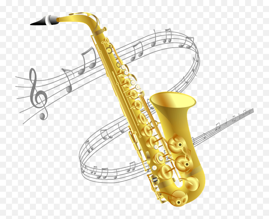 Saxophone And Music Staff Clipart - Saxophone Clipart Png,Music Staff Png