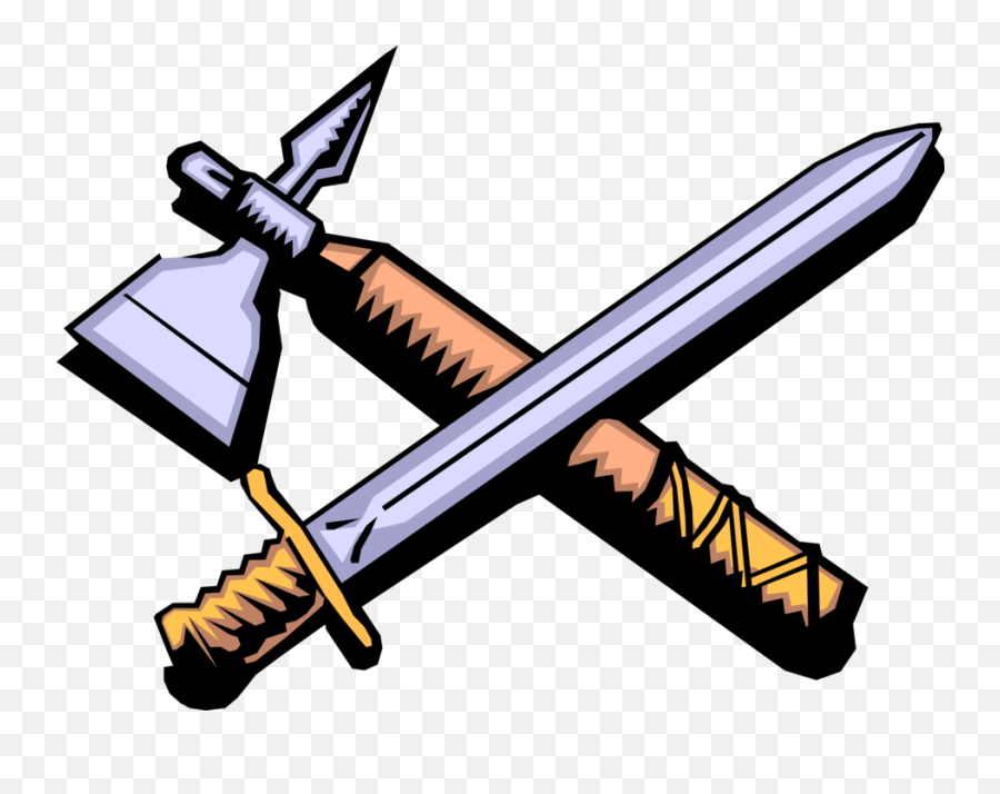 Vector Illustration Of Middle Ages Medieval Sword And - Medieval Sword And Axe Png,Sword Vector Png