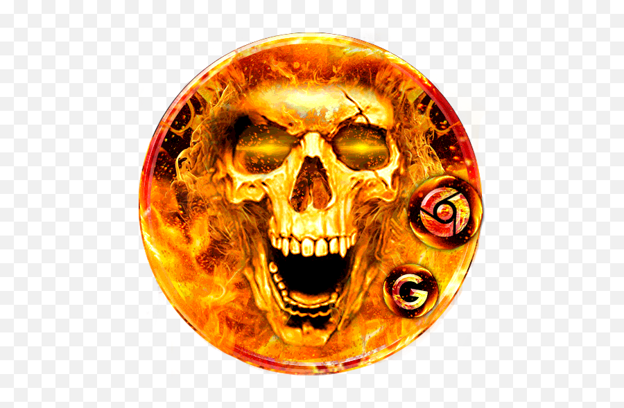Scary Fire Skull Launcher Theme Live Hd - Creepy Png,Scary Chrome Icon Png