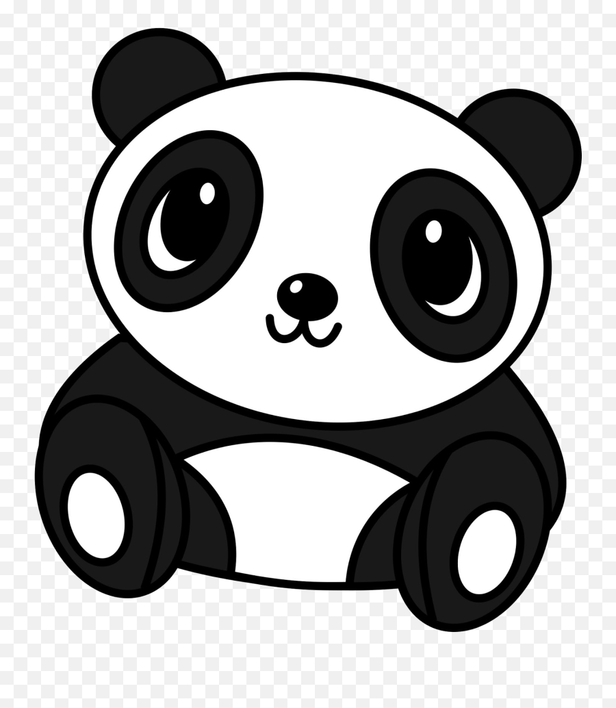 Giant Panda - Black And White Panda Drawing Png,Cute Panda Png - free  transparent png images 