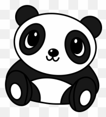 Giant Panda - Black And White Panda Drawing Png,Cute Panda Png