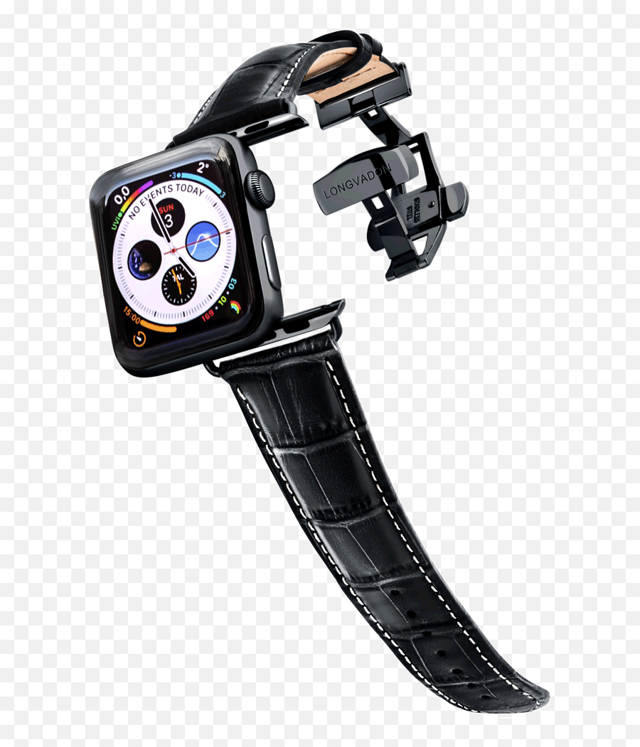 Menu0027s Whiskey Brown Leather Apple Watch Band Black Details - Classic Leather Strap Apple Watch Png,Where Is The I Icon On Iwatch