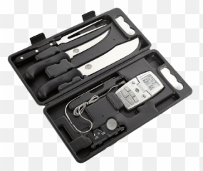 Bradley Smoking Tools 5 Pieces Butcher Knife Boning Fork Sharpener And Digital Thermometer - Smoker Carving Kit png