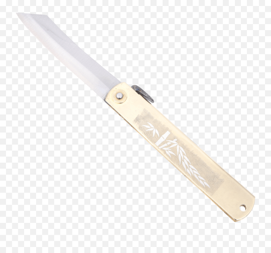 Brass And Silver Pocket Knife - Bamboo Design Large Utility Knife Png,Pocket Knife Png