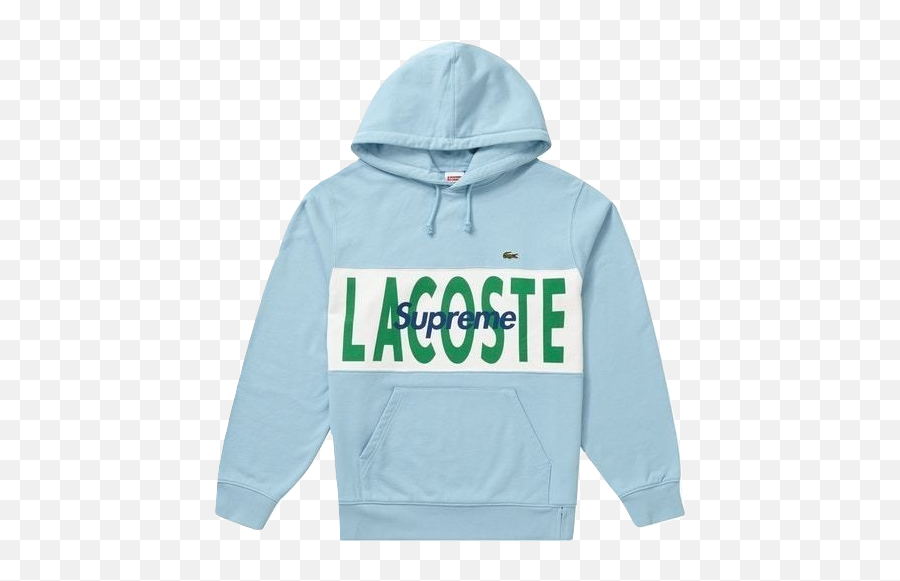 Supreme Lacoste Logo Panel Hooded Sweatshirt - Light Blue Hoodie Png,Lacoste Logo Png