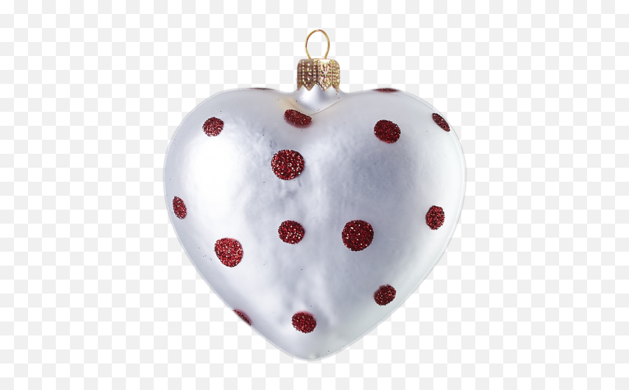 Download Silver Heart With Red Polka Dots Christmas Ornament - Decorative Png,Red Christmas Ornament Png