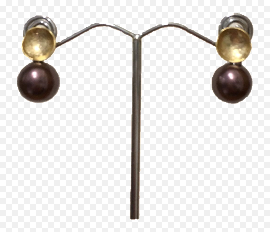 Gold Cup Stud Earrings With Purple Pearl - Earrings Png,Pendulum Png