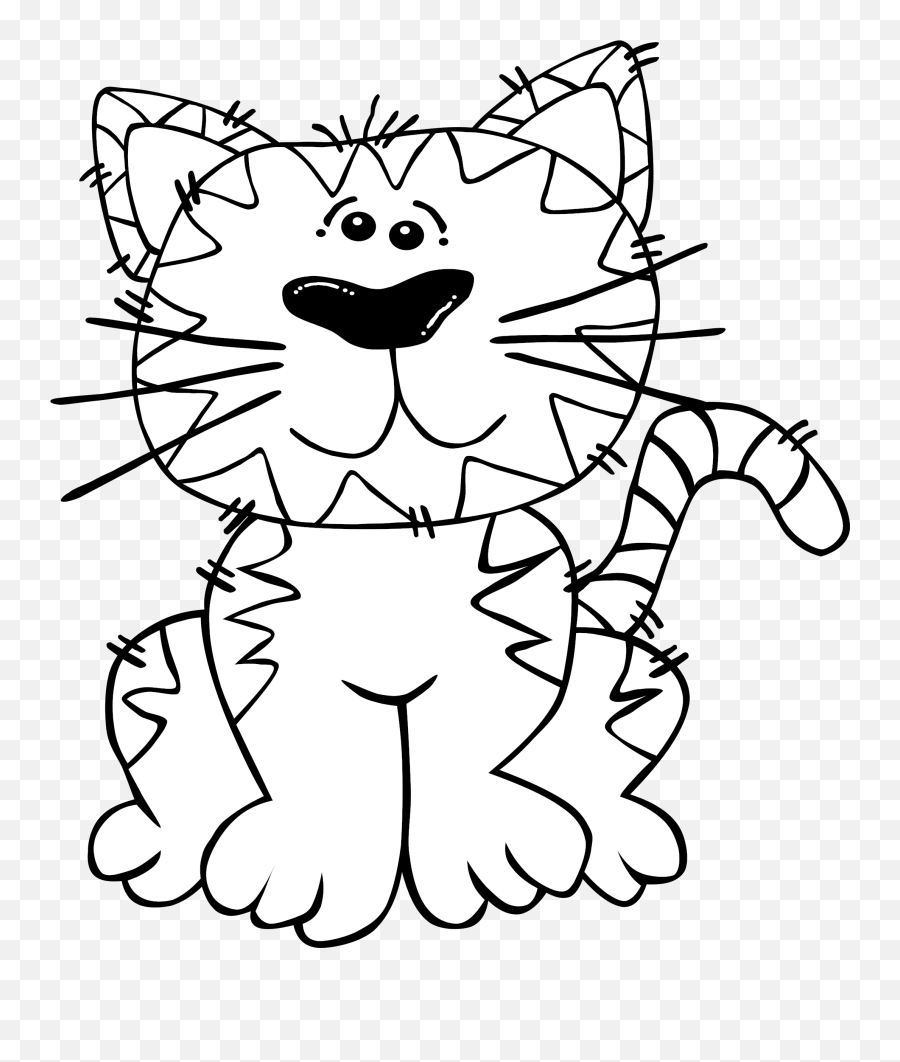 Download Hd How To Set Use Cartoon Cat Sitting Outline Svg - Cat Sitting Clipart Black And White Png,Cat Outline Png