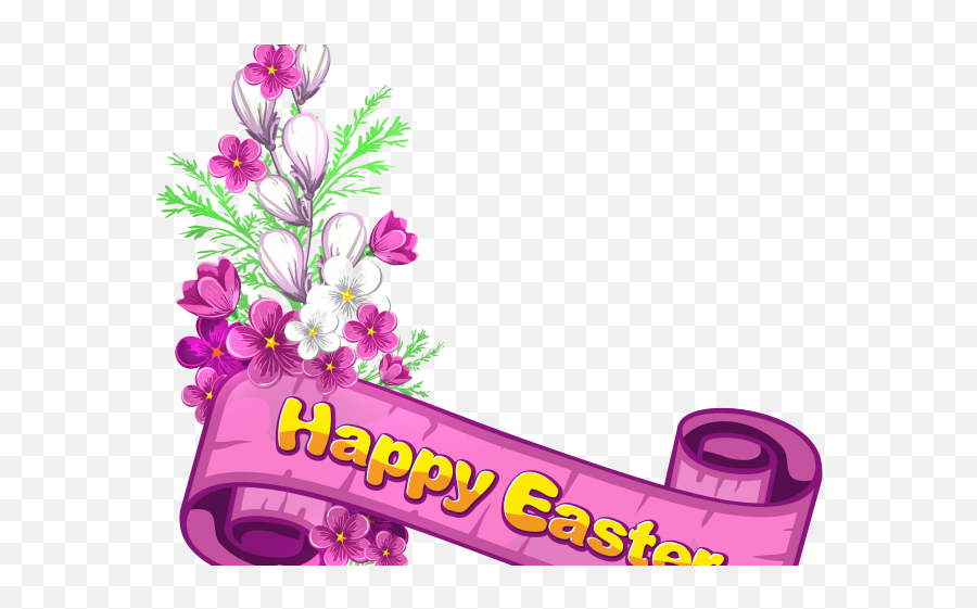 Easter Flower Clipart Bunny - Banner Happy Easter Png Cute Happy Easter Clipart,Happy Easter Transparent