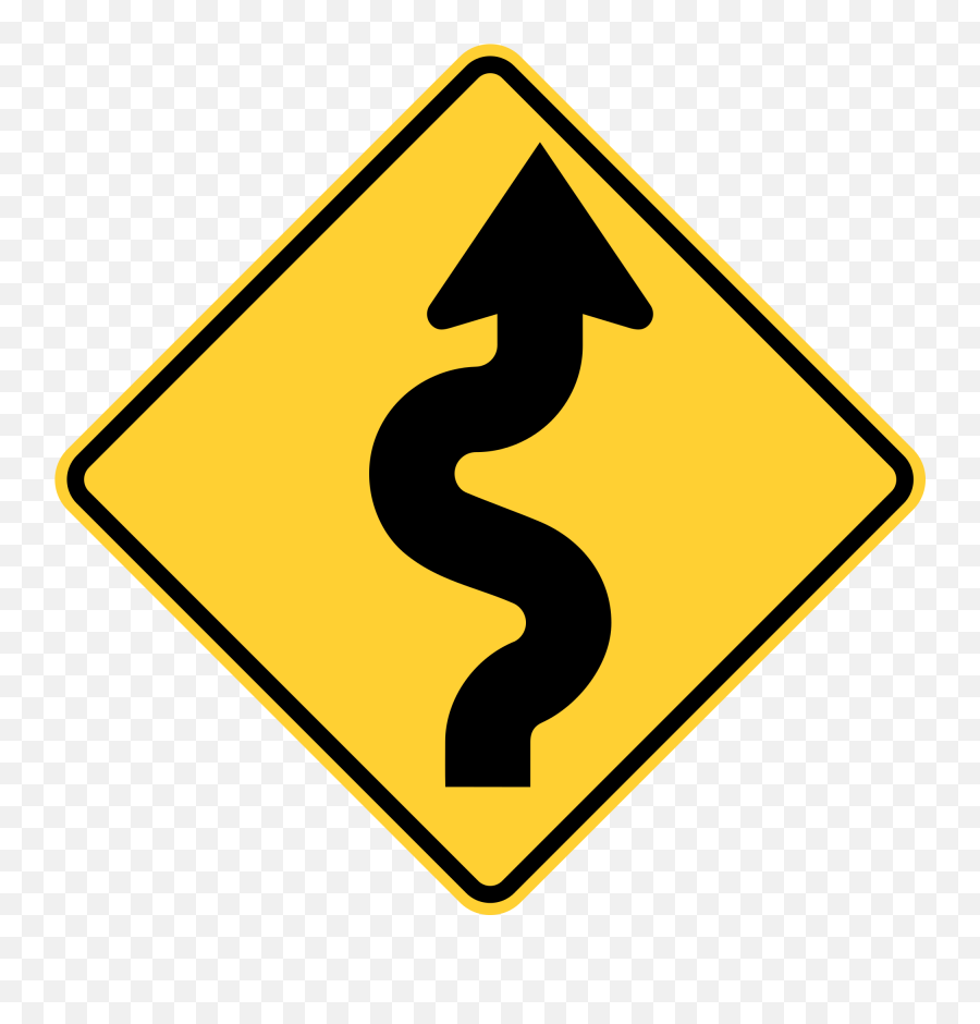 W4 - 3r Added Lane Signs U0026 Safety Devices Winding Road Sign Png,Yellow Warning Icon
