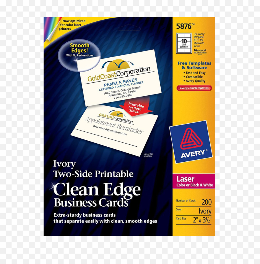 Accessories Business Cards For Inkjet Printers - Avery 8876 Business Cards Png,Business Cards Png