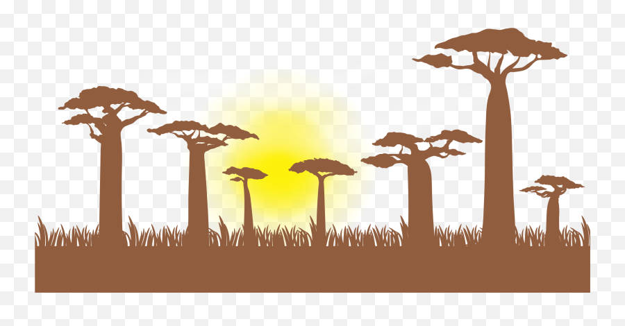 Grass Border Clip Art - Tree Silhouette Baobab Png,Grass Border Png