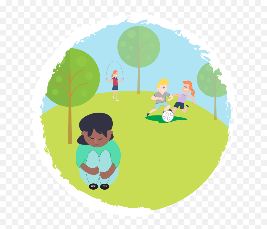 Girl Sitting Down Looking Sad While Other Kids Play - Child Kids Sad At Playground Clipart Png,Sad Person Png