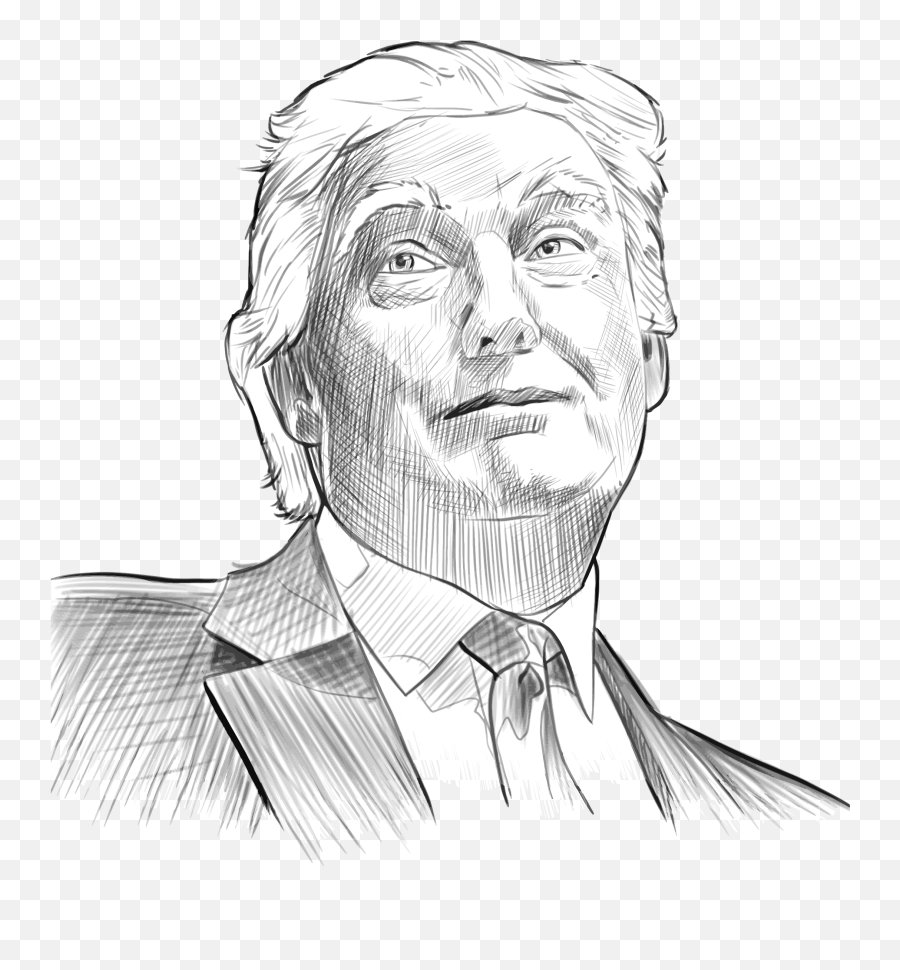 President Clipart Cartoon Donald Trump - Sketch Trump Png,Trump Head Transparent Background