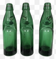 Vintage Codd Neck Soda Bottles With Marble Stoppers - Set of 3 Empty png