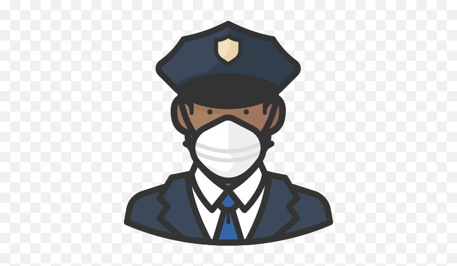 Police Black Male Coronavirus People Avatar Mask Free - Coronavirus Police With Mask Drawing Png,Police Icon Png