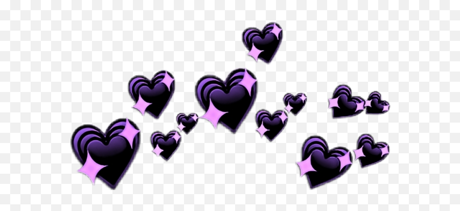 Heart Png Cute Aesthetic Stars Black Purple - Aesthetic Transparent Heart Crown Png,Cute Heart Png