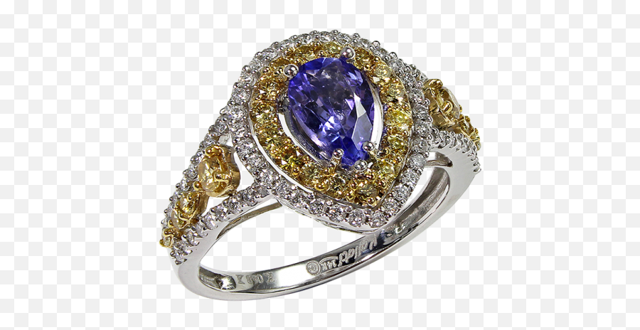 Kallati Tanzanite U0026 Diamond Ring - Wedding Ring Png,Yellow Diamond Icon