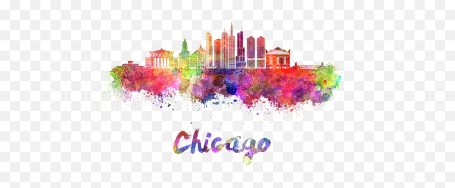 Chicago Skyline In Watercolor Tank Top - Pune Clipart Png,Chicago Skyline Png