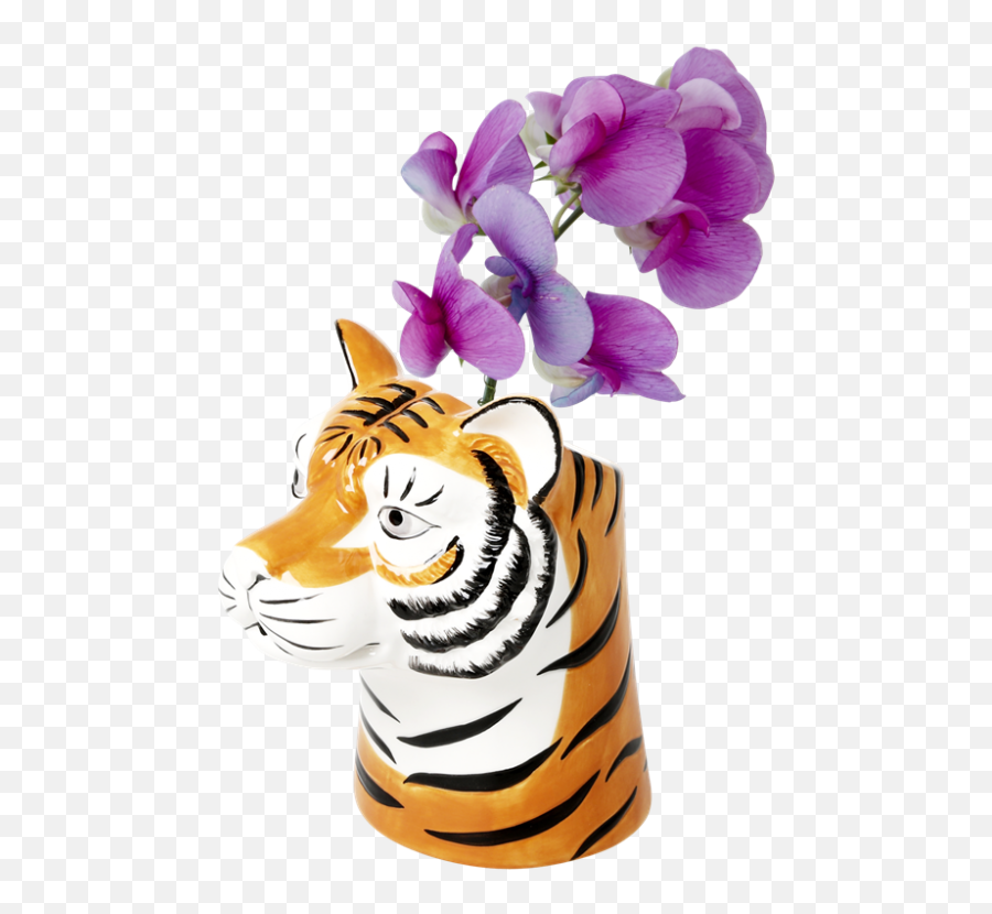 Tiger Head Ceramic Vase By Rice Dk - Vaso Tigre Png,Tiger Head Png