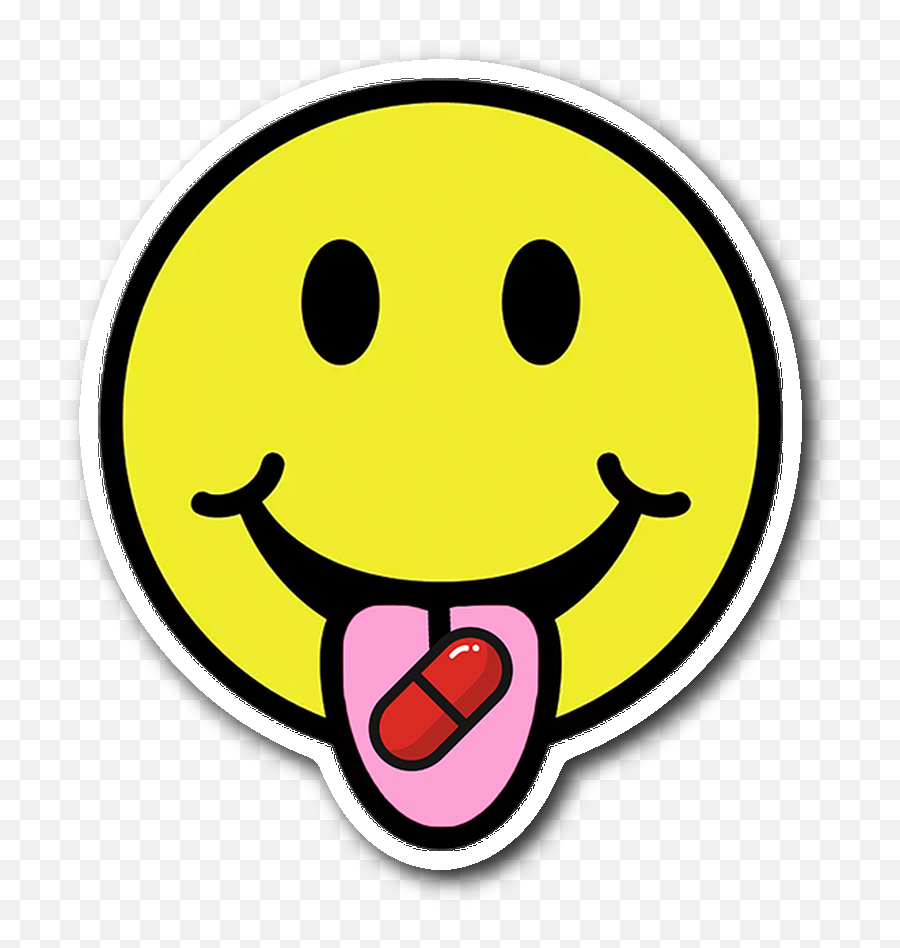 Download Hd Red Pill Smiley Sticker - Lsd Smiley Face Smiley Face Acid Tab Png,Pill Transparent Background