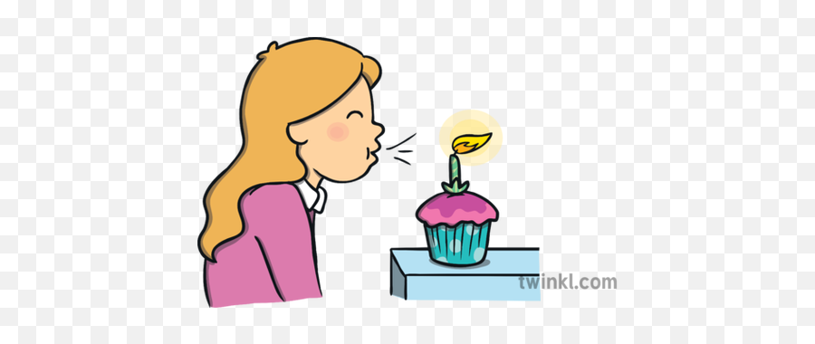 Girl Blowing Out Candle Birthday Cupcake Fairy Cake Flame - Blowing A Candle  Cartoon Png,Birthday Cupcake Png - free transparent png images 