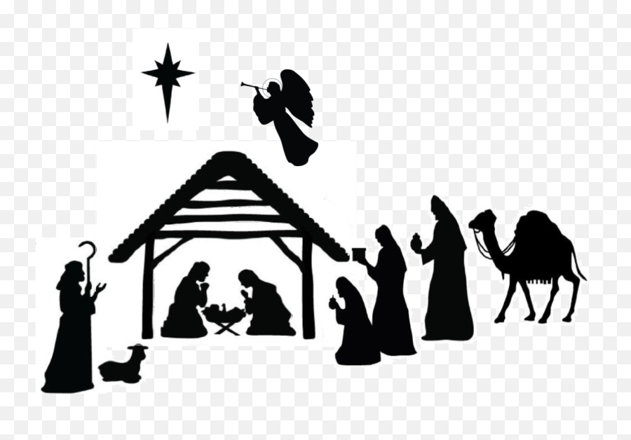Download Nativity Silhouette Png Jpg - Silhouette Christmas Nativity Scene,Nativity Png