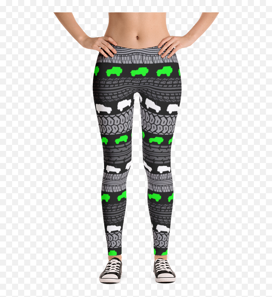 Tire Track Leggings Neon Green Jeep - Neutral Patterns Leggings Png,Tire Track Png