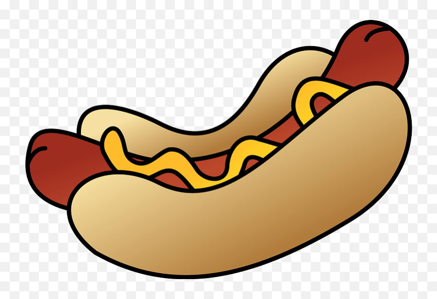 Hot Dog With Sausage Bun And Mustard - Hot Dogs Clip Art Png,Hot Dog Png