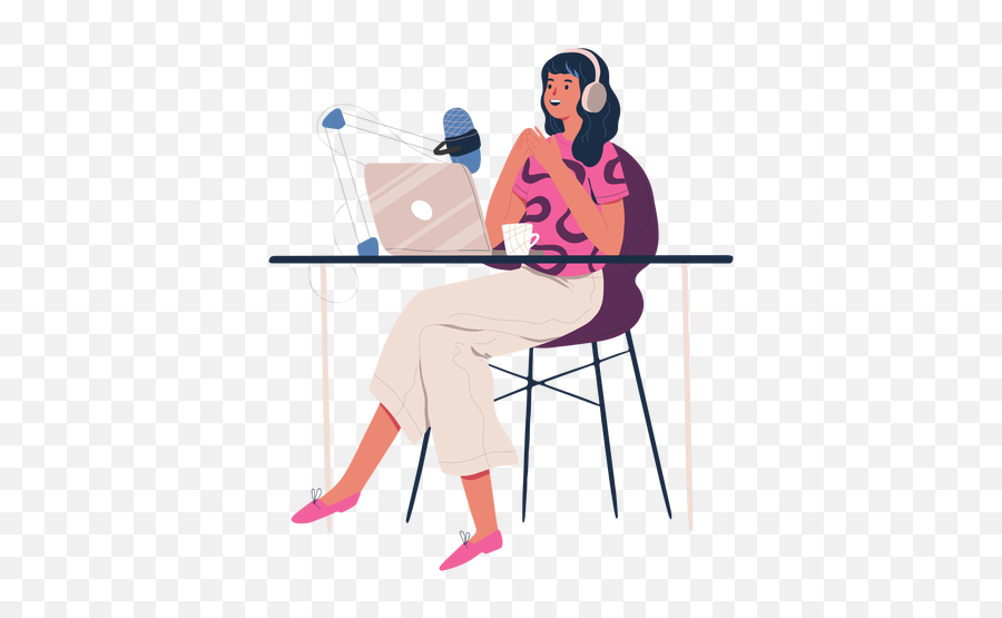 Woman Sitting Talking In Podcast Character - Transparent Png For Women,Podcast Png