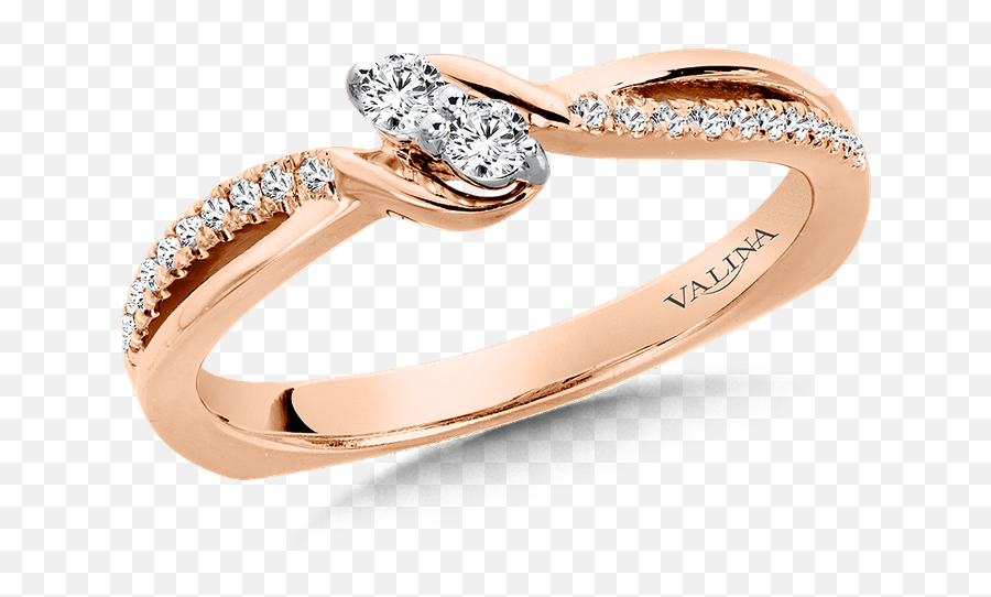 Two - Stone Diamond Engagement Ring Moutning In 14k Rose Gold 16 Ct Tw Ring Png,Ring Transparent Background