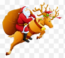 Christmas Png Santa And Reindeer Clip Art Clipart - On