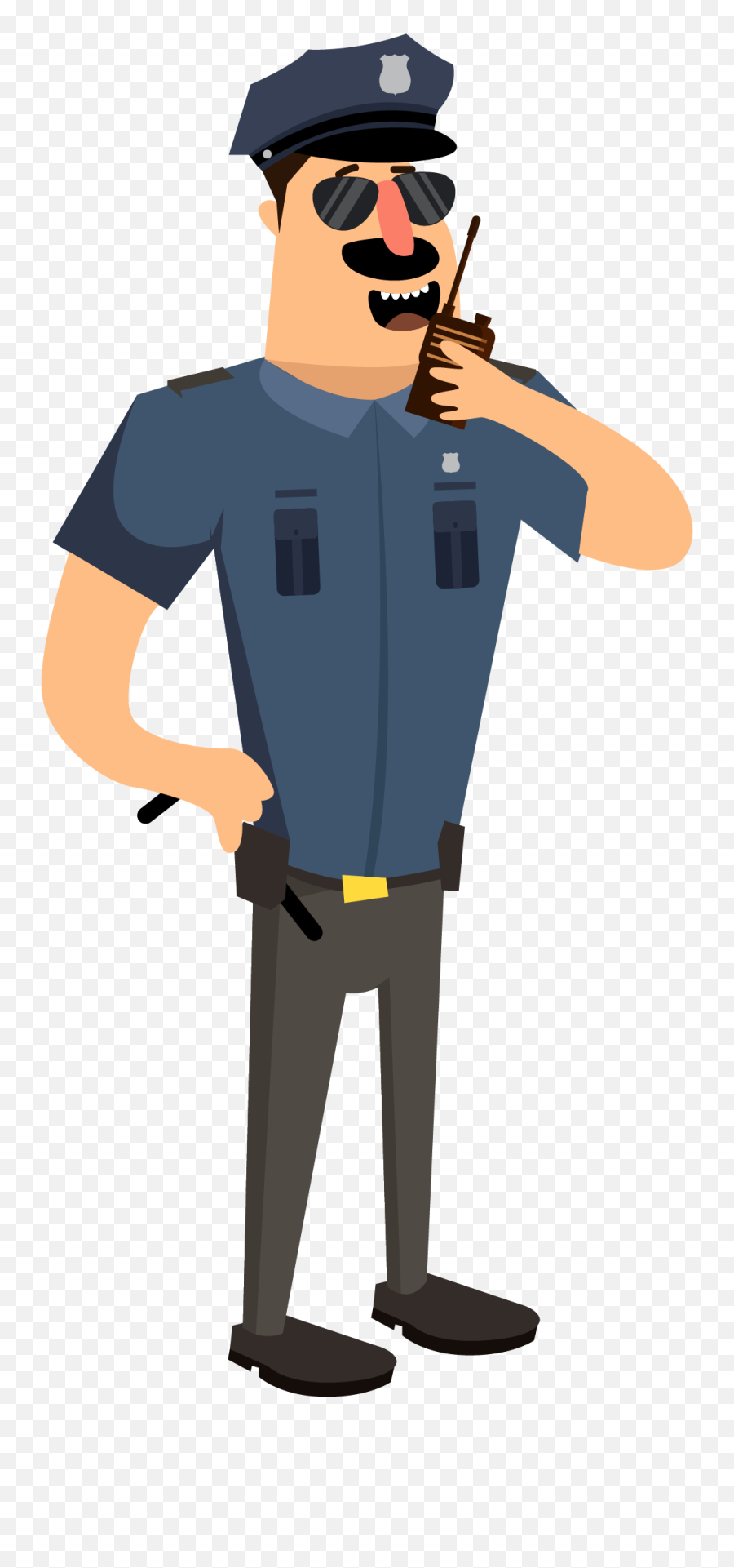 Cartoon Illustration Walkie Talkie - Cartoon Cop Png Full Cartoon Cop Png,Walkie Talkie Png