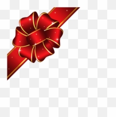 Golden Border Red Ribbon Free Clipart - Corner Christmas Png