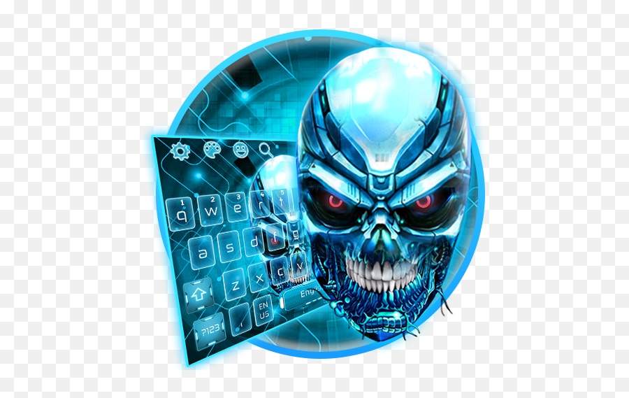 Amazoncom Neon Tech Metallic Skull Keyboard Theme - Skull Png,Skull Emoji Transparent