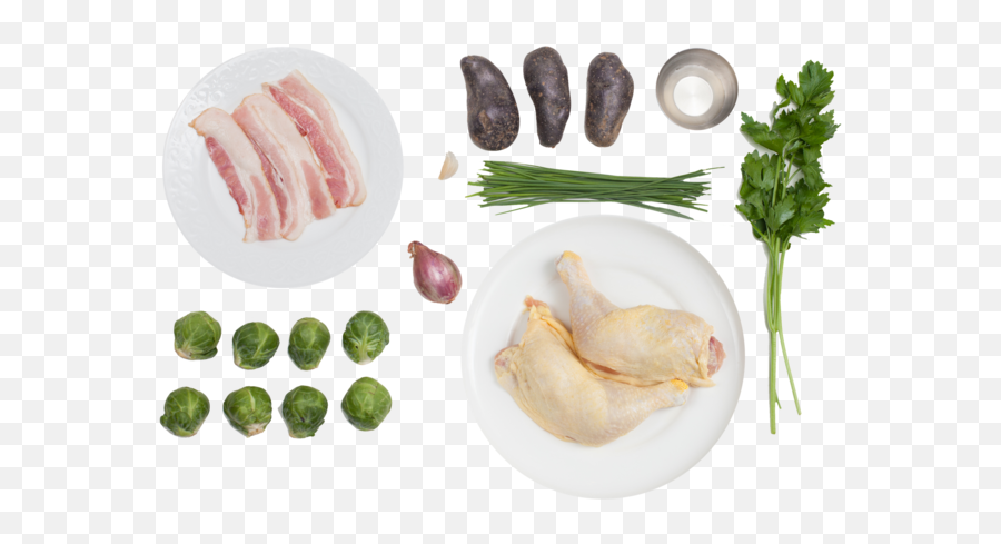 Pan - Seared Chicken Legs With Purple Potatoes Brussels Sprouts U0026 Bacon Vinaigrette Chicken Thighs Png,Chicken Leg Png