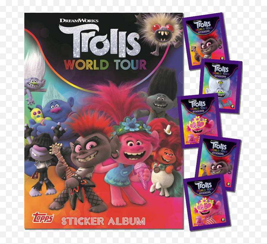 Trolls World Tour Stickers - Album Pack With 5 Packets 35 Stickers Album Trolls Png,Trolls Png Images