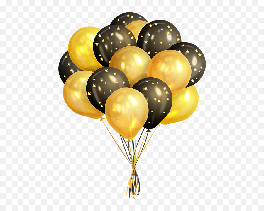 Download Gold And Black Balloons Vector - Transparent Background Gold Balloons Png,Black Balloon Png