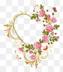 Cute Heart Frame Transparent Background Png Mart - Flower Png