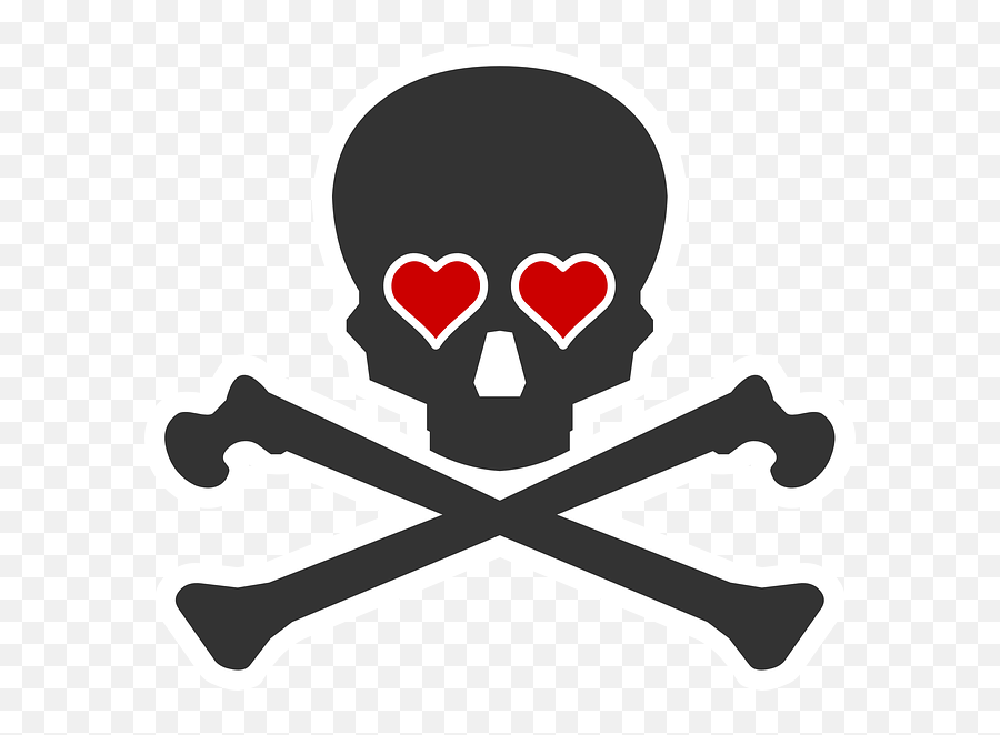 Bones Death Heart Skull - Skull And Crossbones Hearts Png,Heart With Eyes Logo
