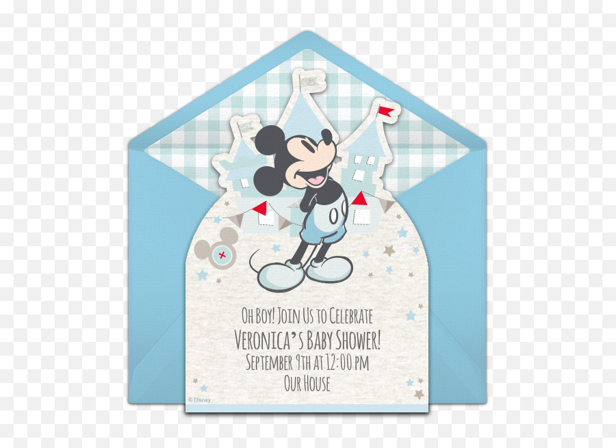 Download Old Mickey Mouse Baby Shower Hd Png - 3d Baby Mickey Mouse Baby Shower Invitations,Baby Mickey Png