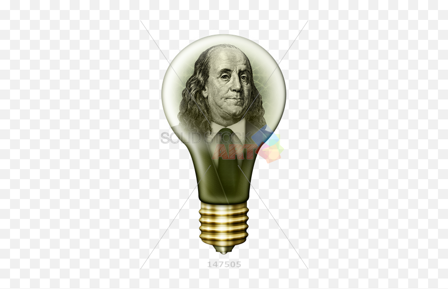 Stock Photo Of Money Light Bulb With Benjamin Franklin - Incandescent Light Bulb Png,Light Bulb Transparent Background