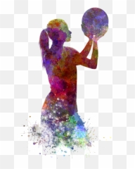 Girl Basketball Player Silhouette Png - Woman Basketball Girls T Shirt Holi Print