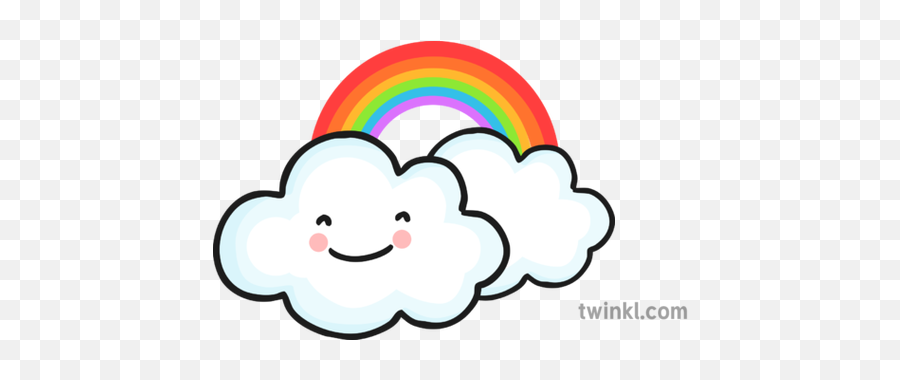 Clouds With Rainbow Illustration - Twinkl Cloud Rainbow Illustration Png,Cartoon Rainbow Png