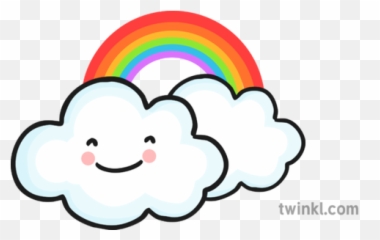 Clouds With Rainbow Illustration - Twinkl png