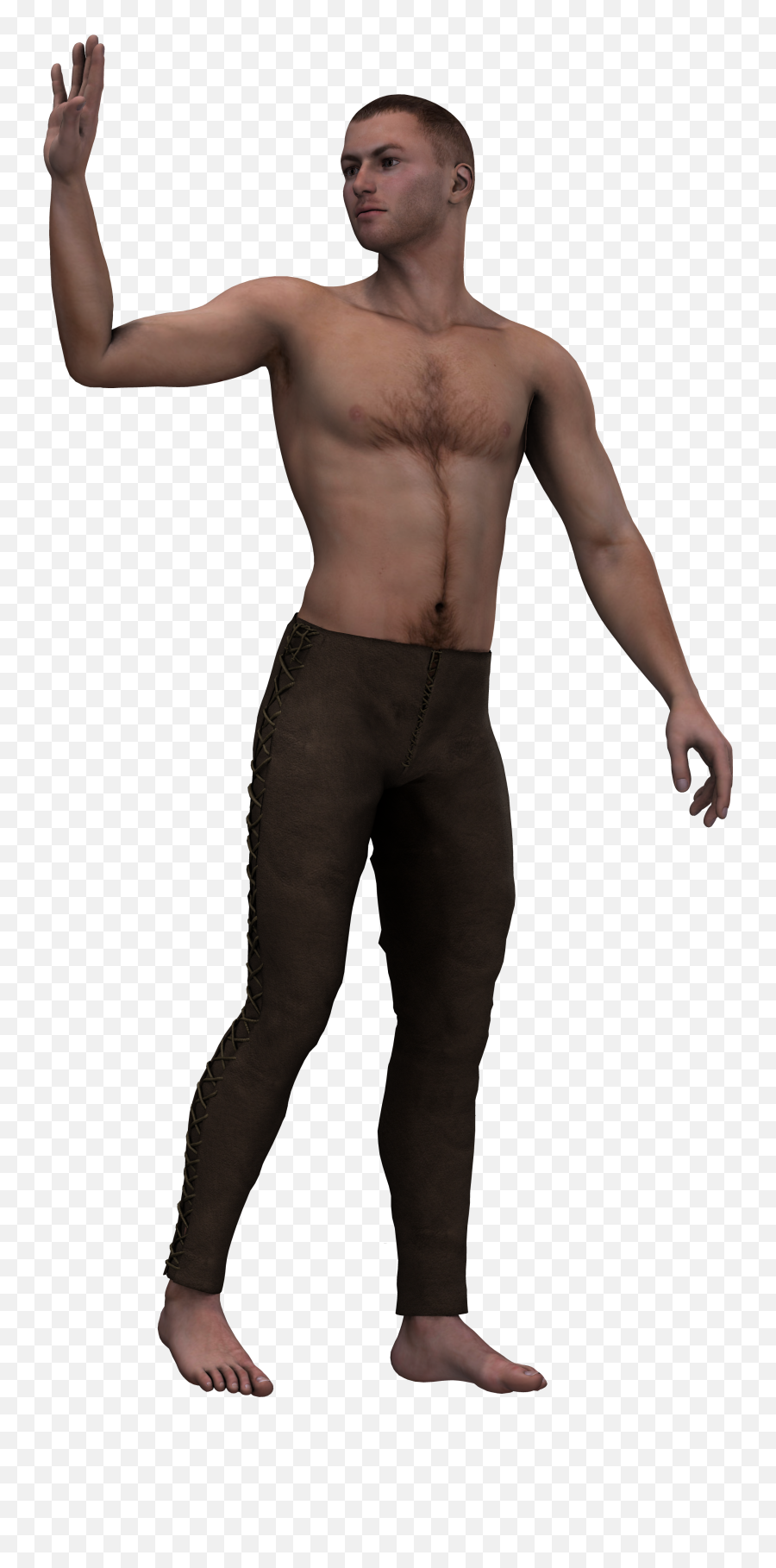 Man With A Naked Torso And Arm Raised - Standing Png,Arm Png