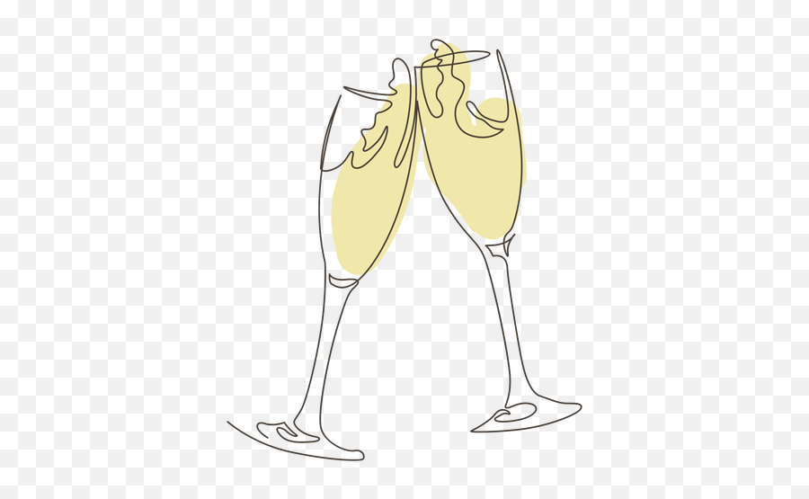 Toasting Champagne Glass Line Drawing - Transparent Png Champagne Glass Line Drawing,Champagne Transparent Background
