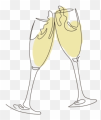 Toasting Champagne Glass Line Drawing - Transparent PNG Champagne Glass Line Drawing