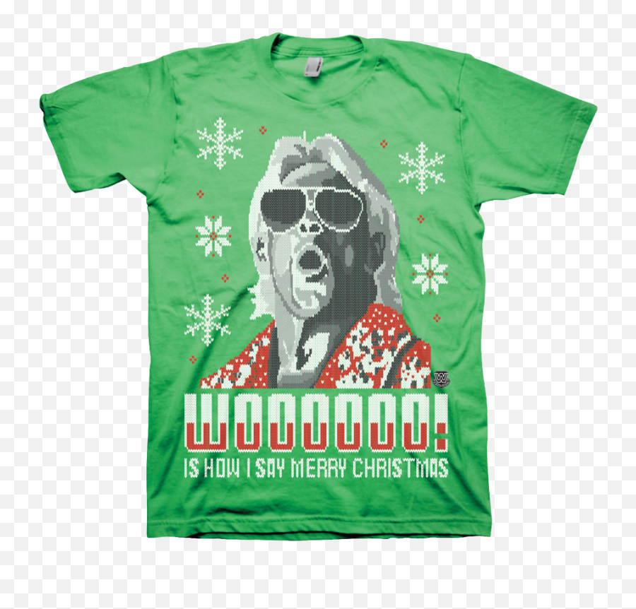 Mens Green Rick Flair Wooo Is How I Say Merry Christmas Pixel Retro Wwe Tee T Shirt - Social Distancing T Shirts Png,Ric Flair Png