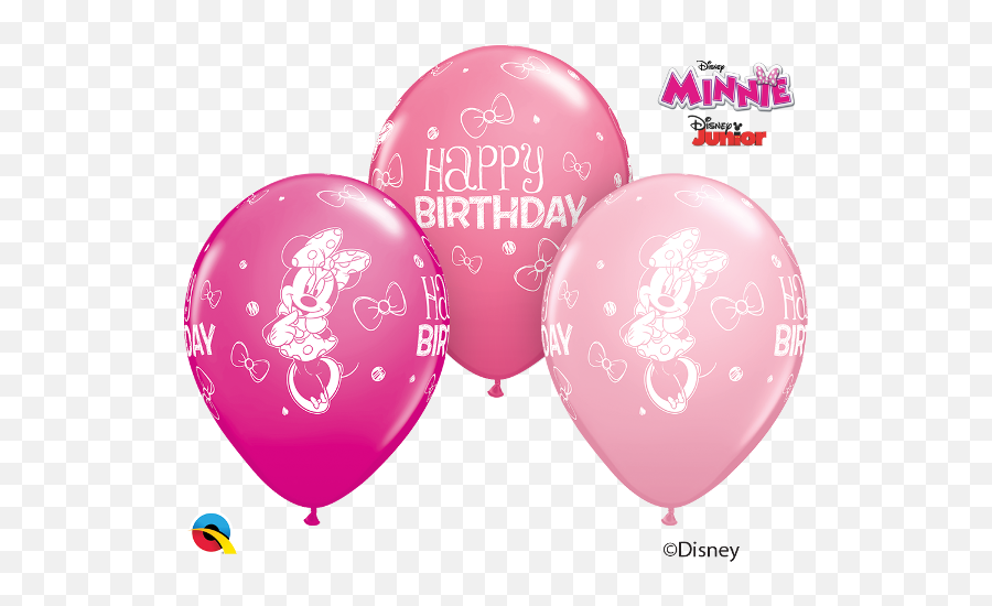 11 Disney Minnie Mouse Happy Birthday X 5 - Latex Party Balloons By Qualatex Birthday Png,Birthday Blower Png